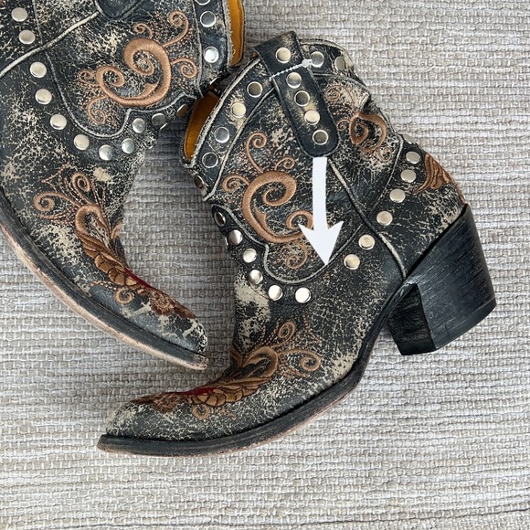 Old Gringo Little G Heart Crackle Distressed Leather Western Boots Size 7 - Picture 15 of 16